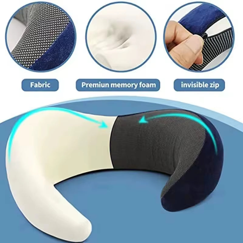 Airplane Travel Neck Pillow Cervical Vertebra Travel Portable Noon Break Aircraft U Type of Pillow with Storage Bag Trip Supply