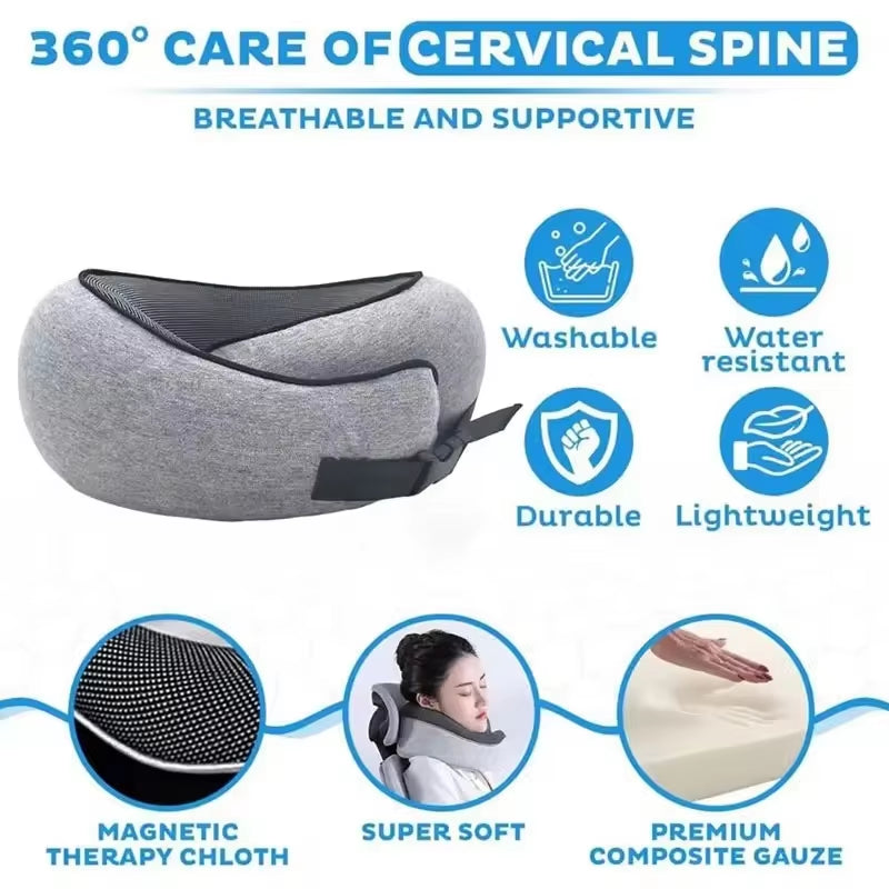 Airplane Travel Neck Pillow Cervical Vertebra Travel Portable Noon Break Aircraft U Type of Pillow with Storage Bag Trip Supply